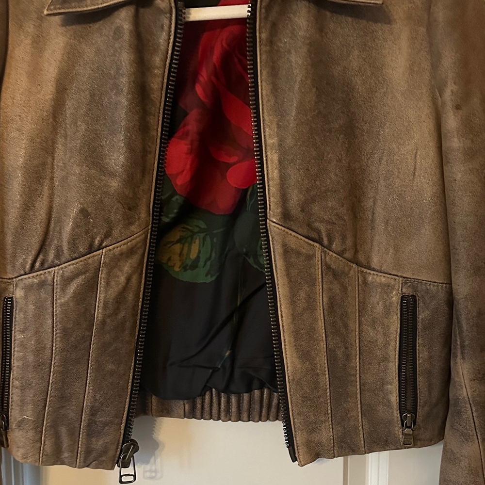Guess Brown Leather Jacket - Picture 3 of 16